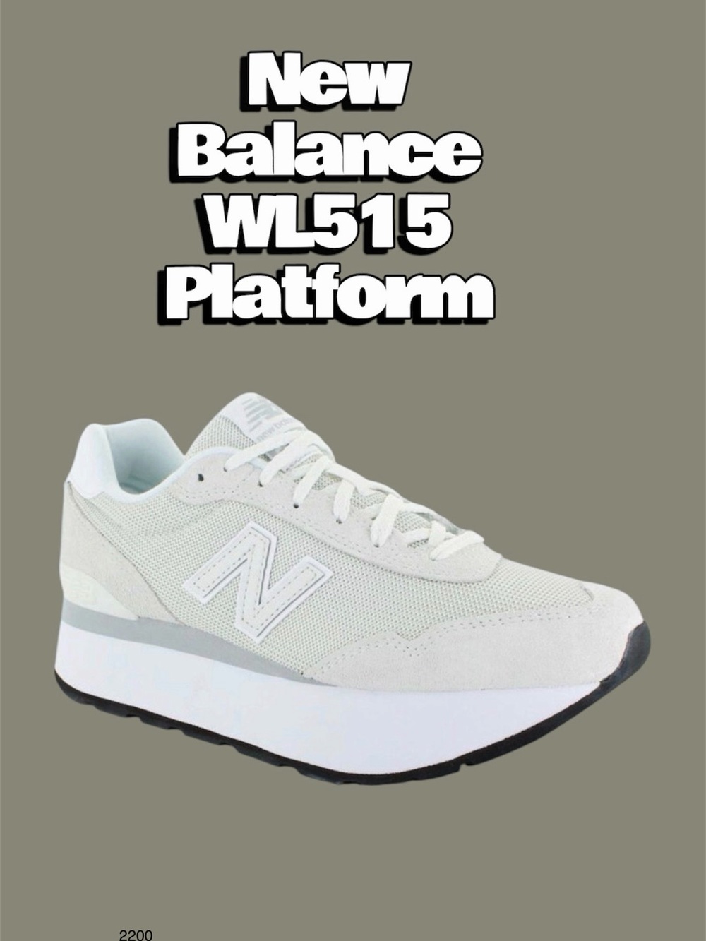 *new* New Balance WL515 Platform Women's Light Gray and White Sneakers